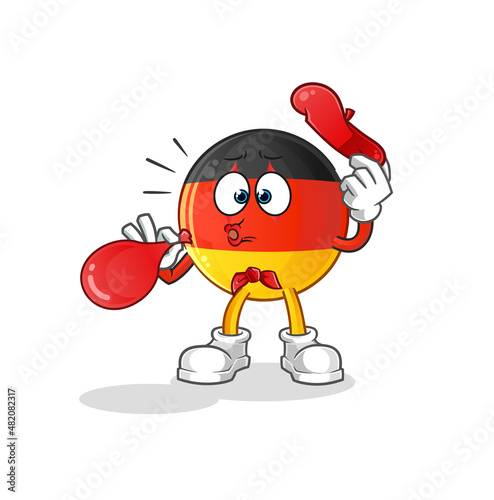 german flag pantomime blowing balloon. cartoon mascot vector