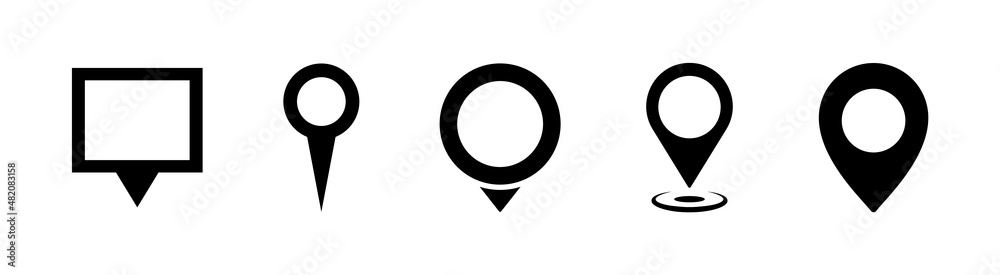 Map pointers icon set. Location pin collection. Map pointer GPS location. Pointer icon pin on the map to show the location. Vector illustration Map pointers icon set. Location pin collection. Map pointer GPS location. Pointer icon pin on the map to show the location. Vector illustration