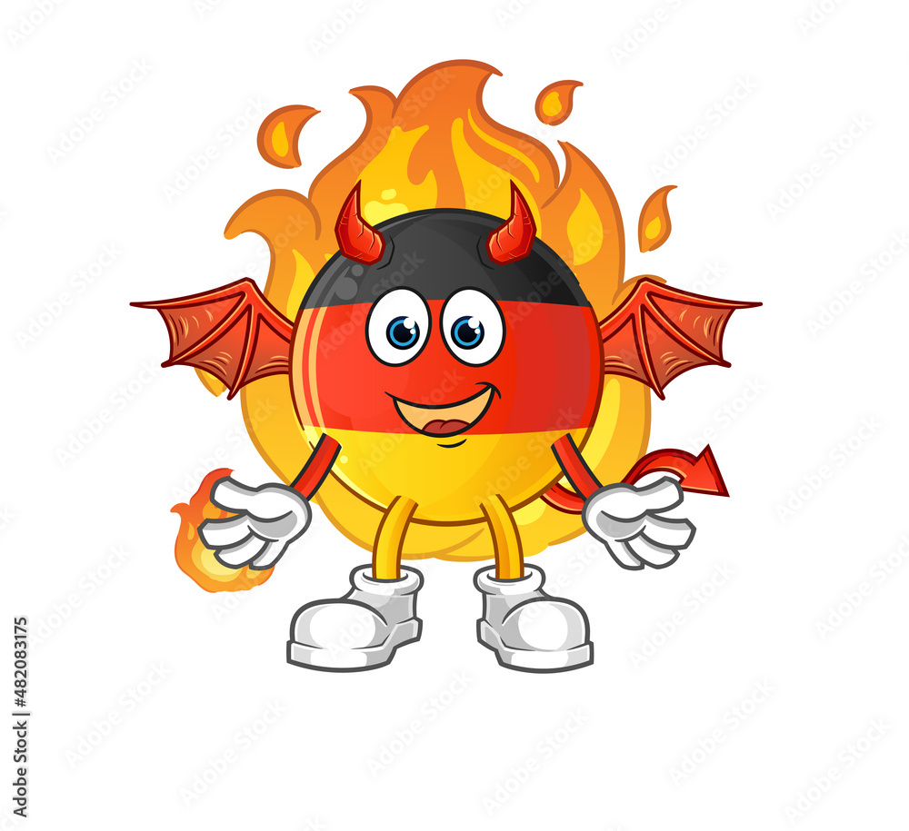 Fototapeta premium german flag demon with wings character. cartoon mascot vector