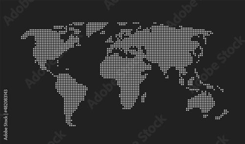 Dotted map of the world. Vector illustration. Flat style