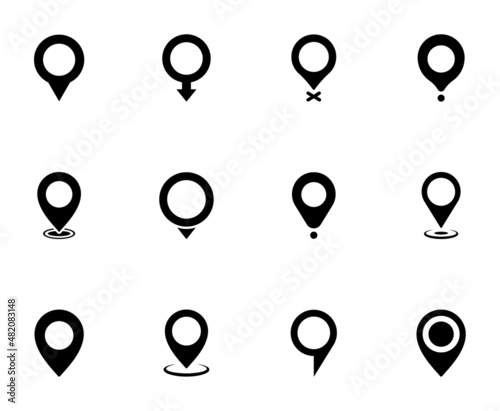 Map pointers icon set. Location pin collection. Map pointer GPS location. Pointer icon pin on the map to show the location. Vector illustration