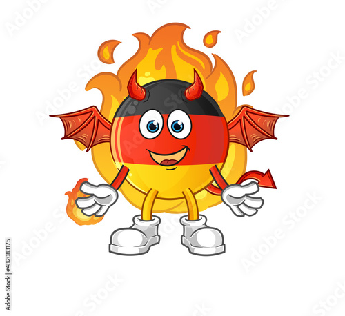 german flag demon with wings character. cartoon mascot vector
