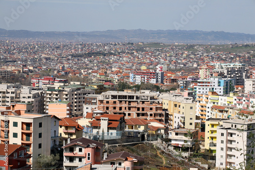 Obraz na płótnie Panoramic view of Tirana city in Albania. Tirana is the capital and largest city of Albania. w salonie