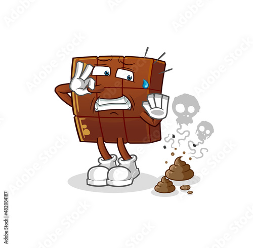 chocolate bar with stinky waste illustration. character vector