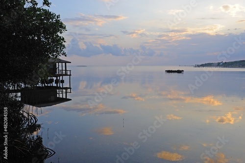 Early morning view outside of cabana, Roatan, Bay Islands, Honduras © Joseph