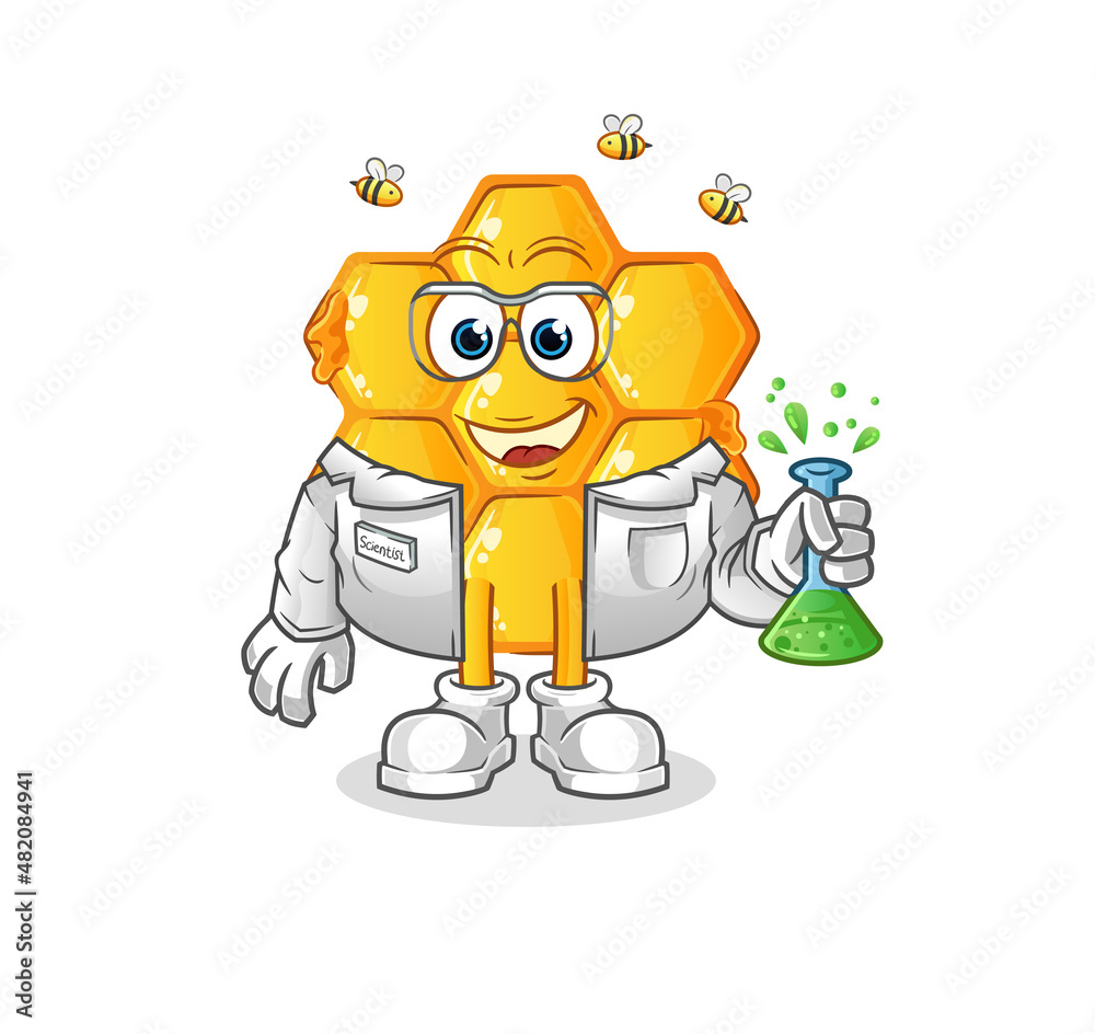 honey pattern scientist character. cartoon mascot vector honey pattern scientist character. cartoon mascot vector