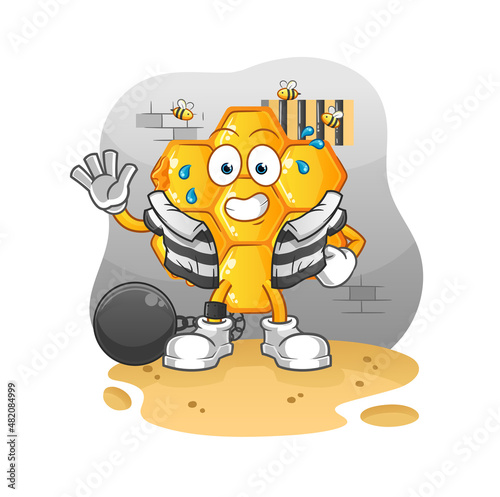 honey pattern criminal in jail. cartoon character