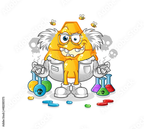 honey pattern mad scientist illustration. character vector