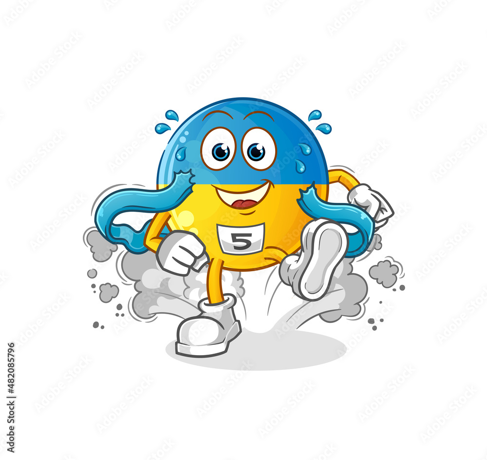 Fototapeta premium ukraine flag runner character. cartoon mascot vector