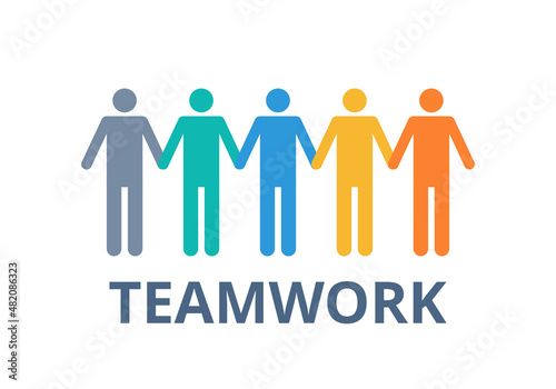 Teamwork vector. Management and business concept. People icon. Flat design on white background.
