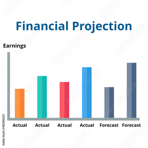 Financial projection vector. Analyst forecasts company earnings. Finance and business concept.