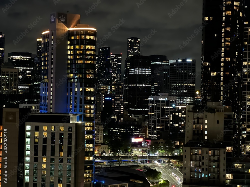 Melbourne City Skyline Sunrise Sunset