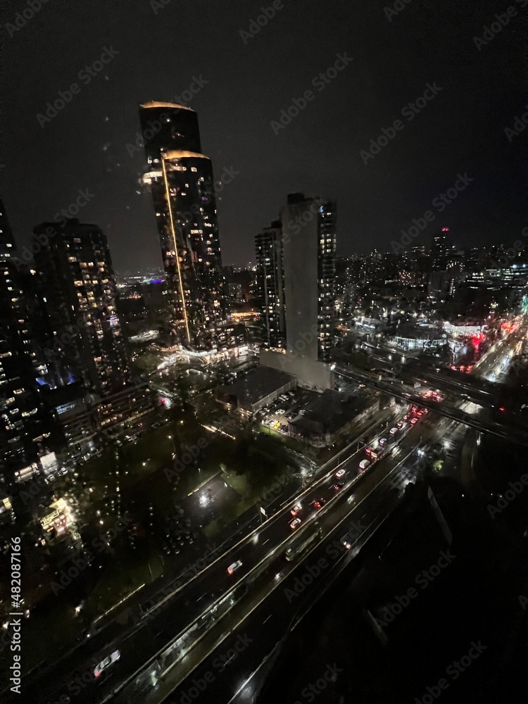 Naklejka premium Melbourne City Skyline Sunrise Sunset