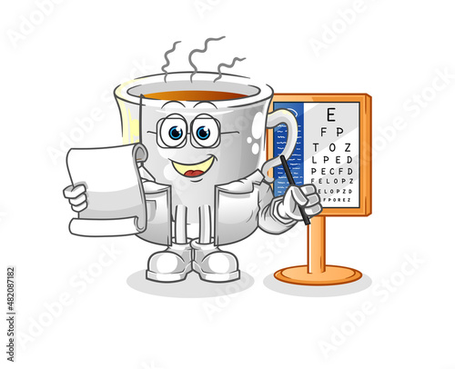 tea cup oculist cartoon. cartoon mascot vector