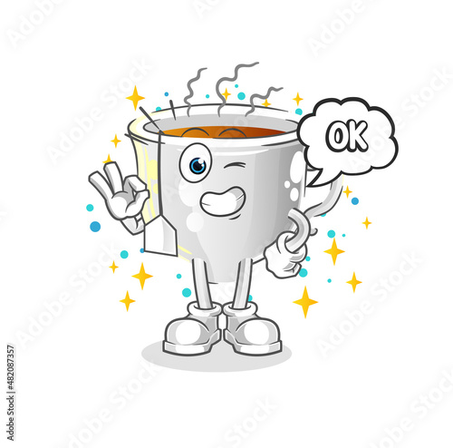tea cup agree mascot. cartoon vector