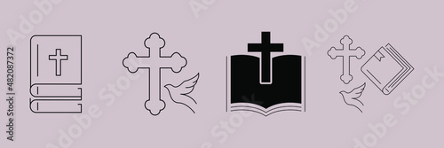 Bible Church with Religion Cross icons  symbol vector elements for infographic web