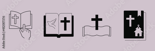 Bible Church with Religion Cross icons  symbol vector elements for infographic web