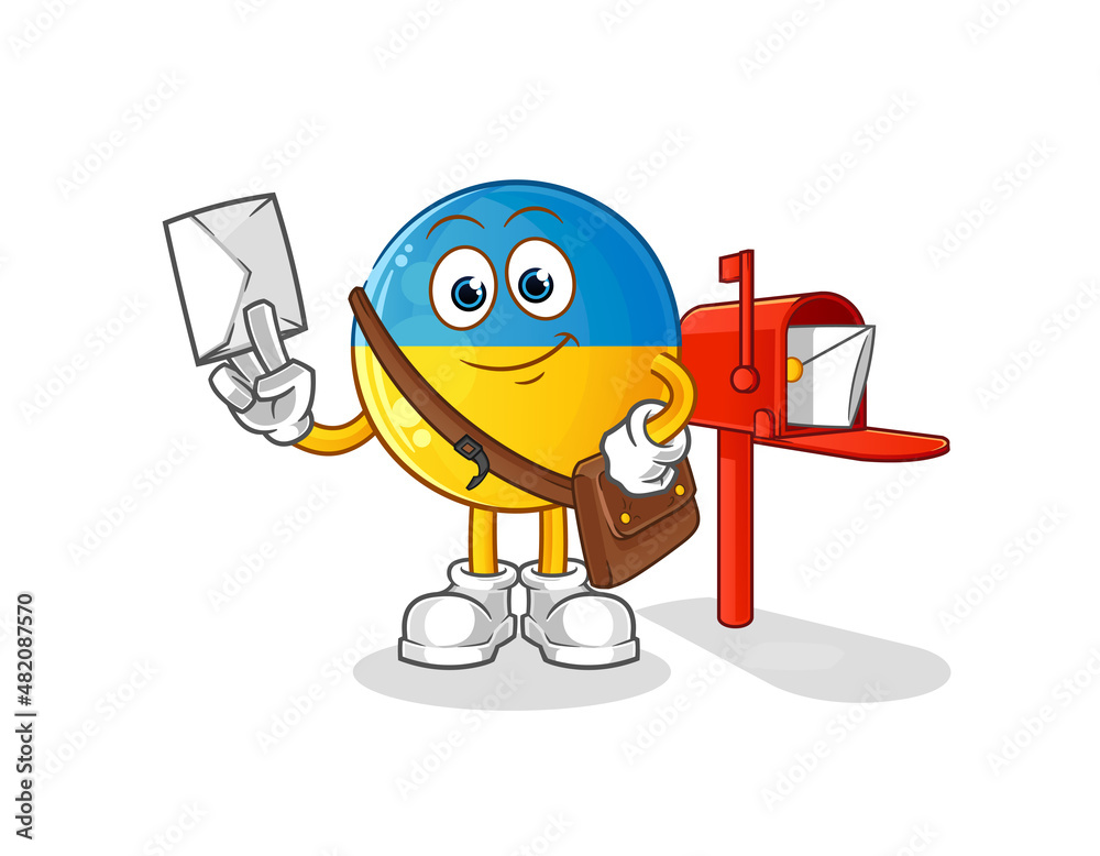 ukraine flag postman vector. cartoon character