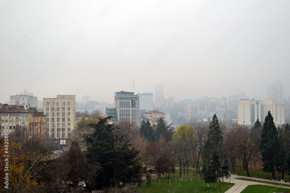 Obraz premium Balcony view of Buildings in the center of Sofia, Bulgaria.