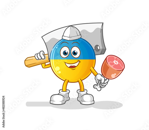ukraine flag Butcher illustration. character vector