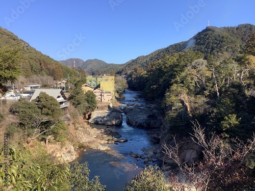 Scenery along the Ure River in Horaikyo at Yuya Onsen