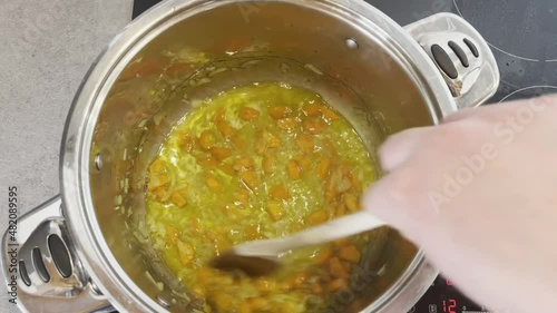italian man cook bolognese meal