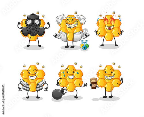 honey pattern villain group character. cartoon mascot vector