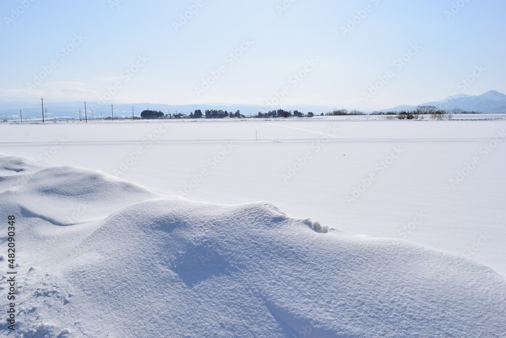 豪雪地方の雪景色 山形県庄内