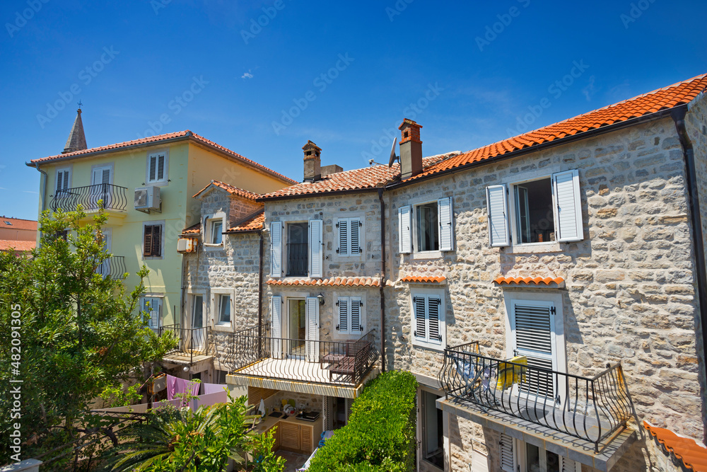 View on the beautiful houses of Budva