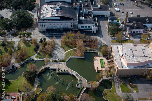 Fotografie Louis Armstrong park in New Orleans, aerial view for a helicopter, January 2022