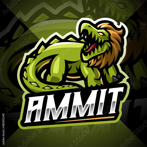 Ammit esport mascot logo design photo