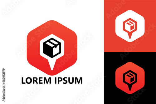 Pin box delivery logo template design vector