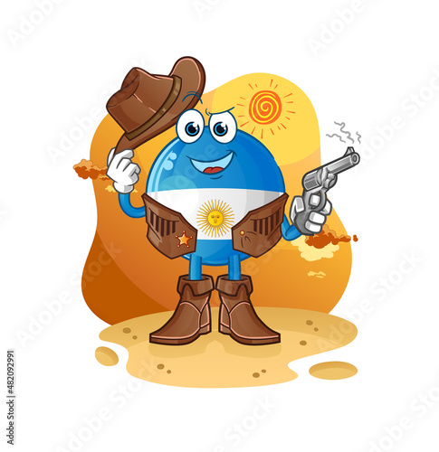 argentina flag cowboy with gun character vector