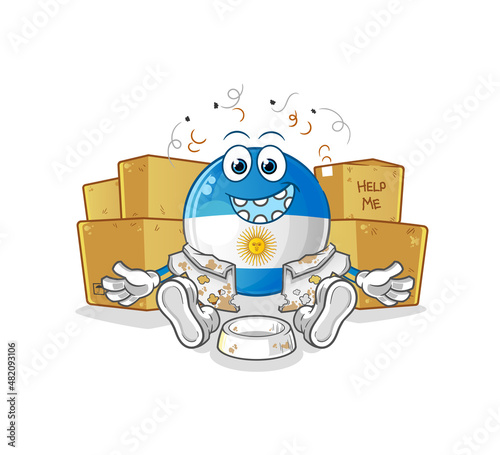 argentina flag homeless character. cartoon mascot vector