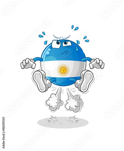 argentina flag fart jumping illustration. character vector