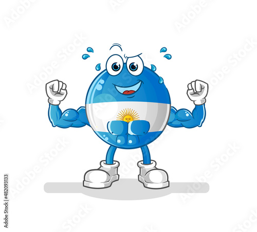 argentina flag muscular cartoon. cartoon mascot vector