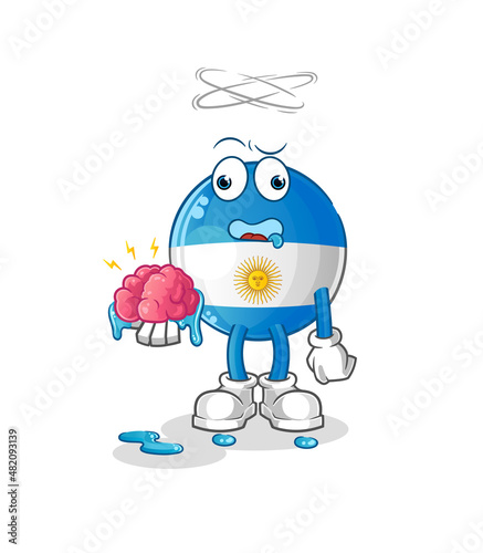 argentina flag no brain vector. cartoon character