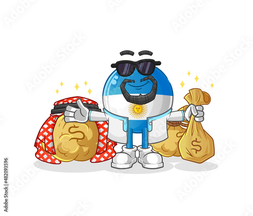 argentina flag rich arabian mascot. cartoon vector
