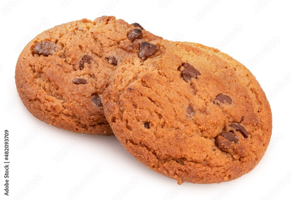 Chocolate chip cookies isolated on white background, Cookies Chocolate chip on White Background With clipping path. Chocolate chip cookies isolated on white background, Cookies Chocolate chip on White Background With clipping path.