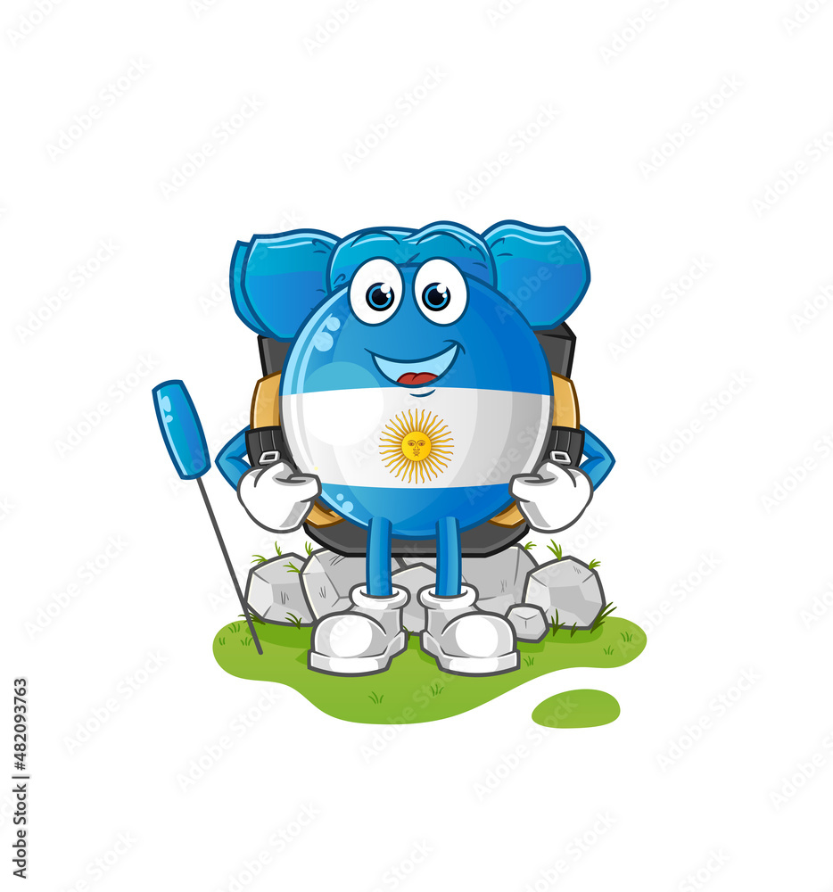 Fototapeta premium argentina flag go camping mascot. cartoon vector