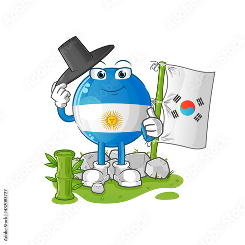 argentina flag korean character. cartoon mascot vector