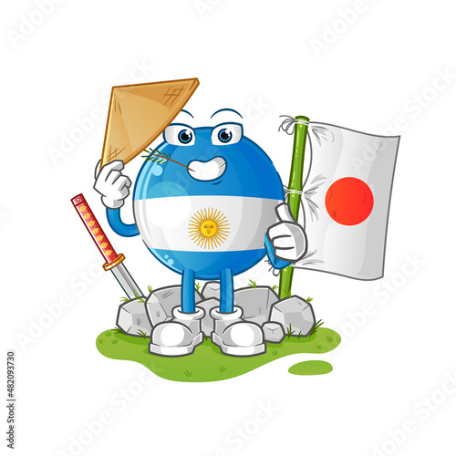 argentina flag japanese vector. cartoon character