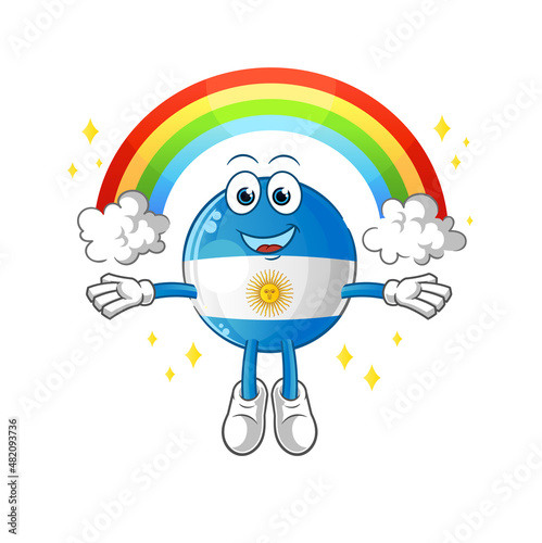 argentina flag with a rainbow. cartoon vector