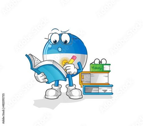 argentina flag studying mascot. cartoon vector
