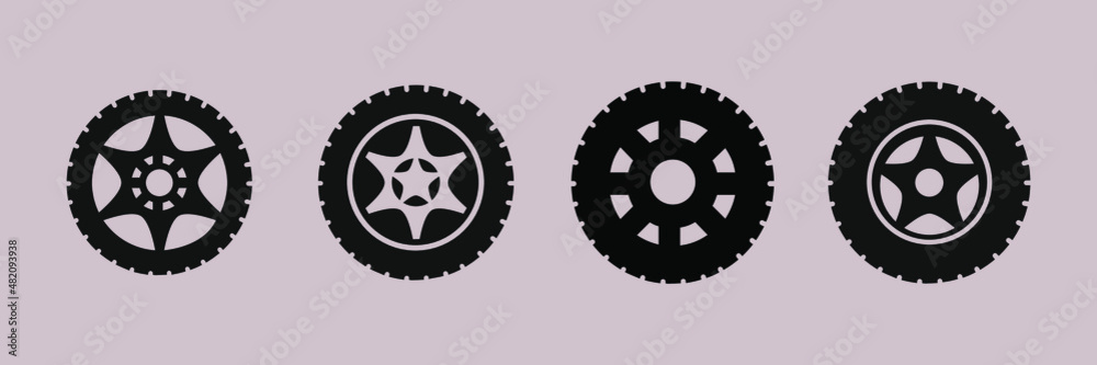 Car wheels icons symbol vector elements for infographic web Car wheels icons symbol vector elements for infographic web