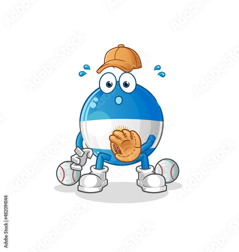 argentina flag baseball Catcher cartoon. cartoon mascot vector