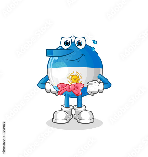 argentina flag lie like Pinocchio character. cartoon mascot vector