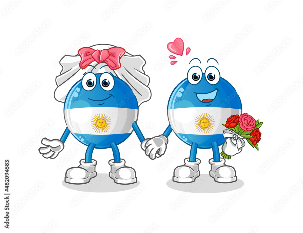 Fototapeta premium argentina flag wedding cartoon. cartoon mascot vector