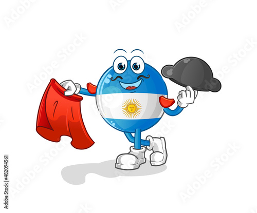 argentina flag matador with red cloth illustration. character vector