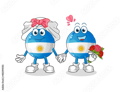 argentina flag wedding cartoon. cartoon mascot vector